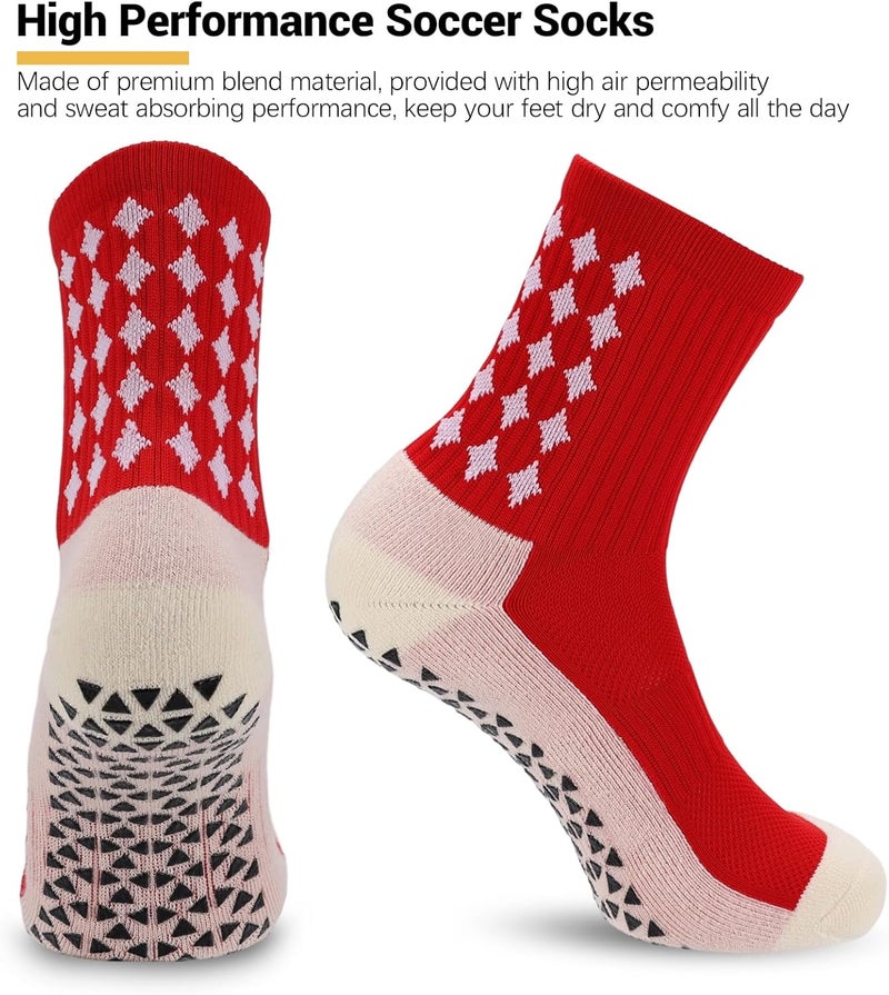 Ultrafun 5 Pairs Mens Grip Soccer Socks Non Slip Cushioned Crew Football Sports Socks - Image 4